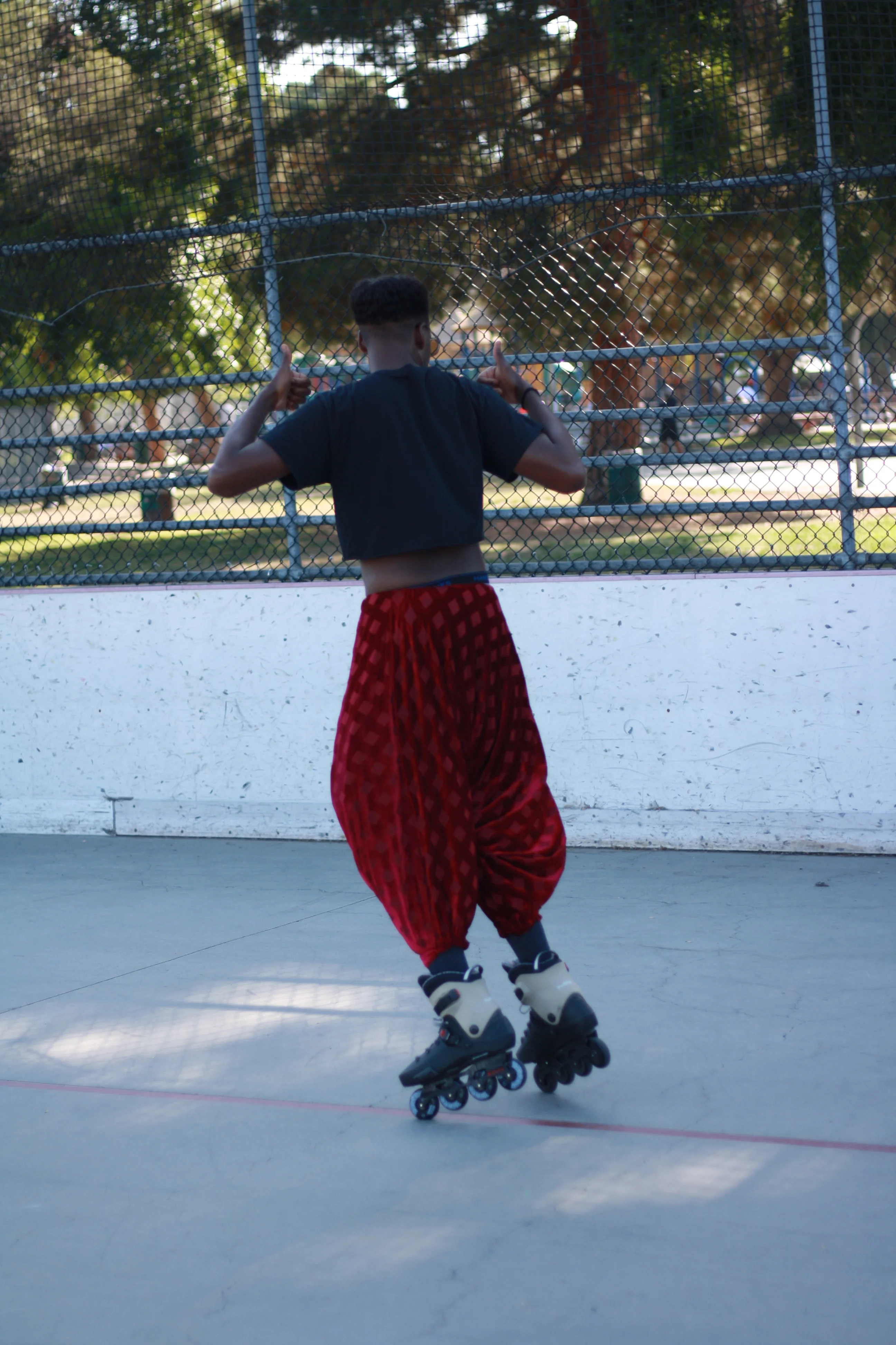 Coco Lavelle skating at an outdoor rink